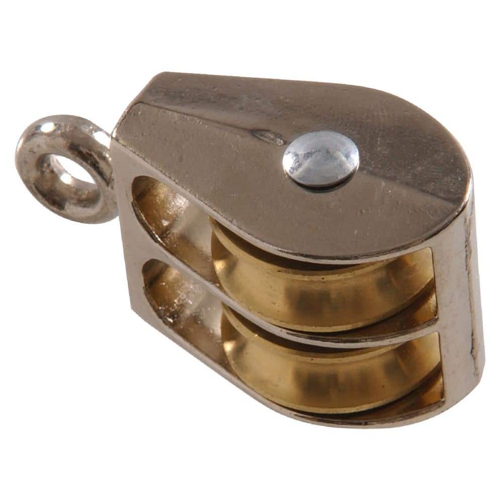 Hardware Essentials Solid Brass Double Sheave Swivel Pulley (3/4")