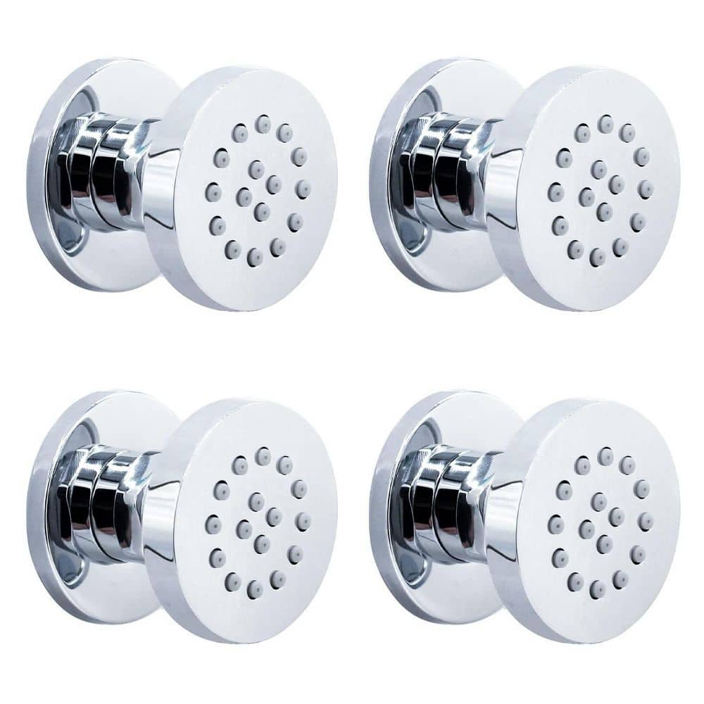 Wudkey 4-Piece Wall Mounted Shower Body Jet in Chrome, Massage Spa Spray Showerhead Body Spray, Complete Set Included (1)