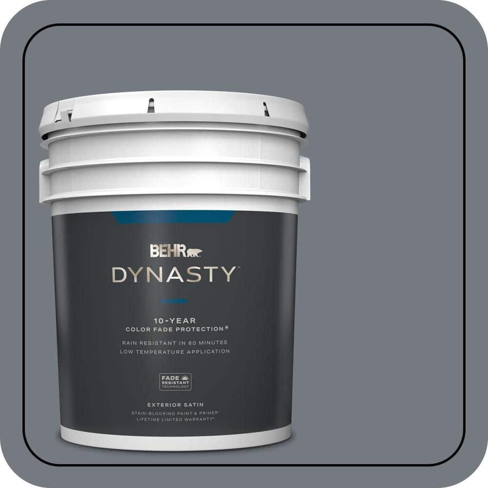 BEHR DYNASTY 5 gal. #N510-5 Liquid Mercury color Satin Enamel Exterior Stain-Blocking Paint & Primer
