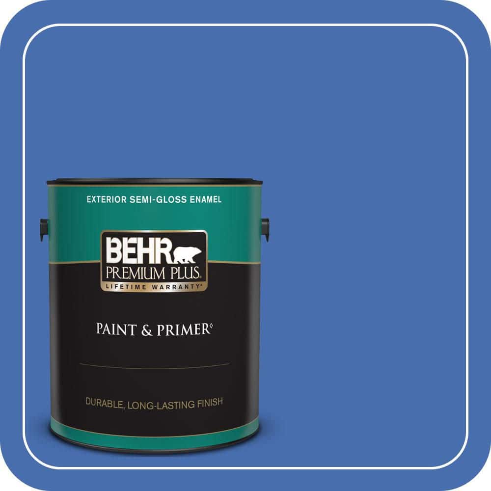BEHR PREMIUM PLUS 1 gal. #PPU15-05 New Age Blue Semi-Gloss Enamel Exterior Paint & Primer