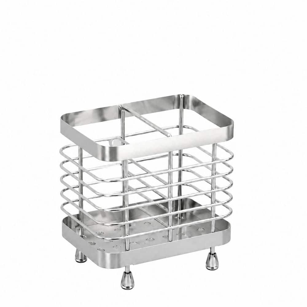KHKFY Wall-Mounted or Countertop Dual-Use 304 Stainless Steel Toothbrush and Toothpaste Holder 2 Slots Silver