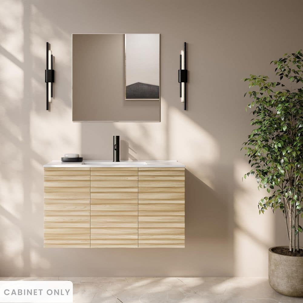 Swiss Madison Cascade 36 in. Wall-Mounted Bath Vanity Cabinet without Top in Natural Oak (2)