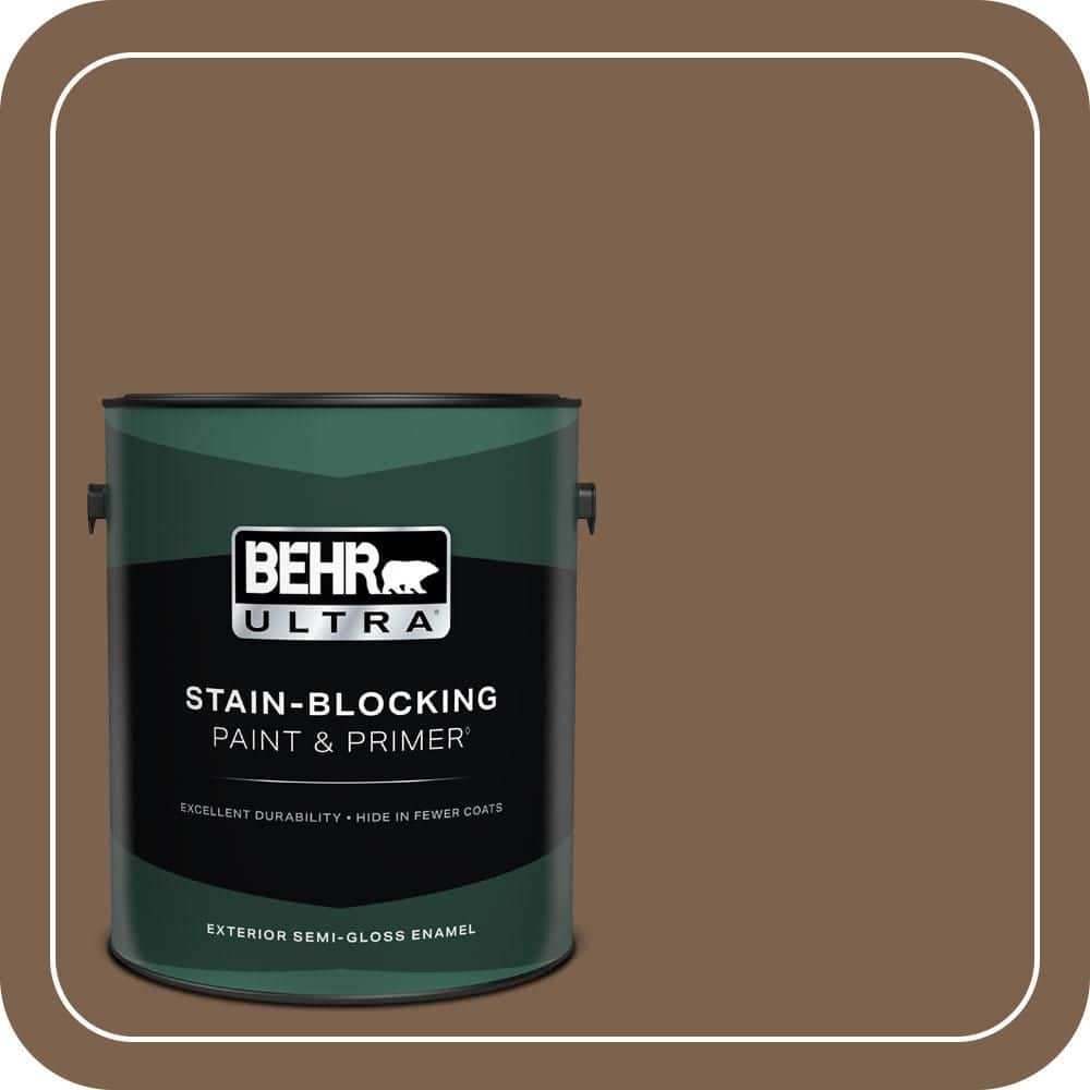 BEHR ULTRA 1 gal. #PMD-60 Rich Walnut Semi-Gloss Enamel Exterior Paint & Primer