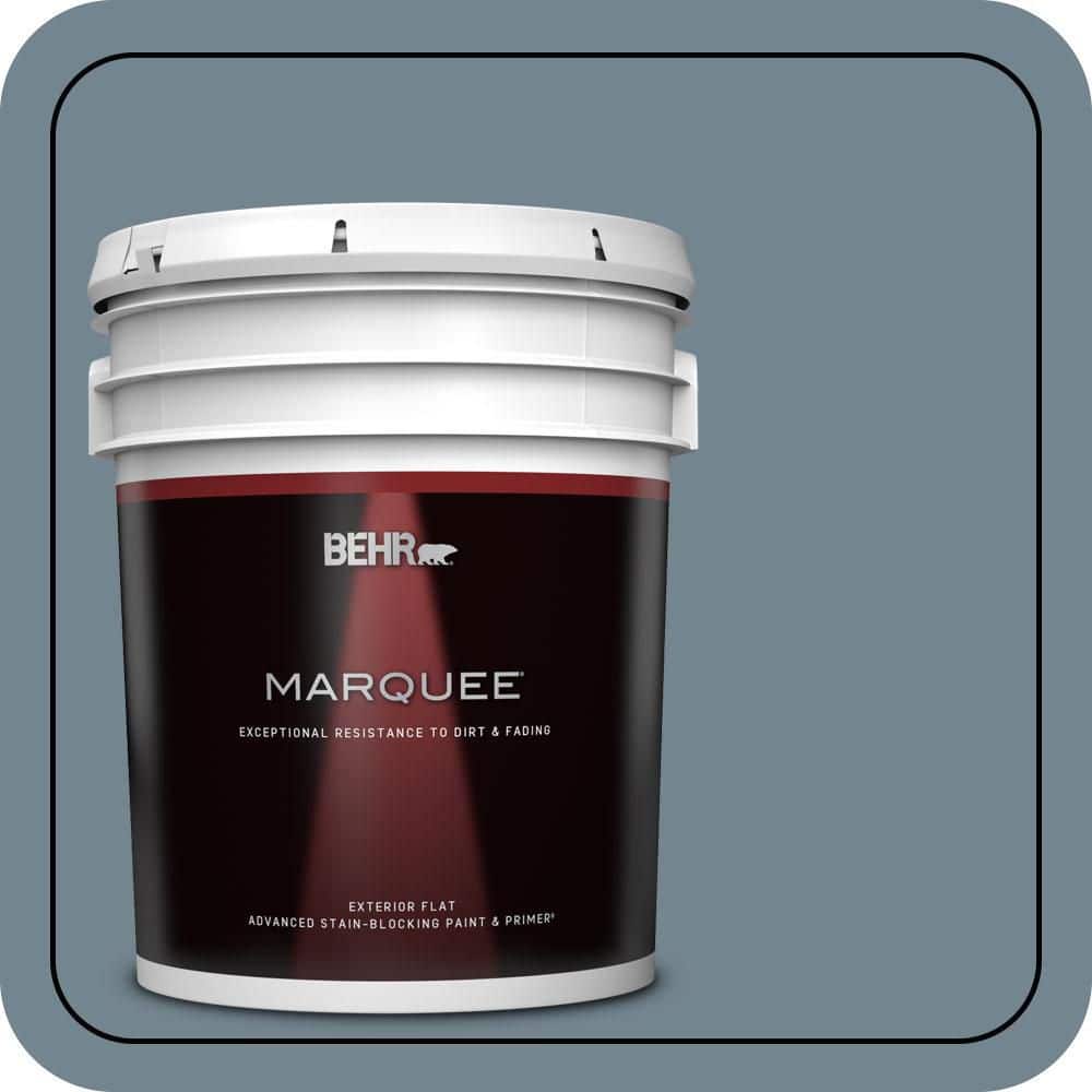 BEHR MARQUEE 5 gal. #N480-5 Adirondack Blue Flat Exterior Paint & Primer (1)
