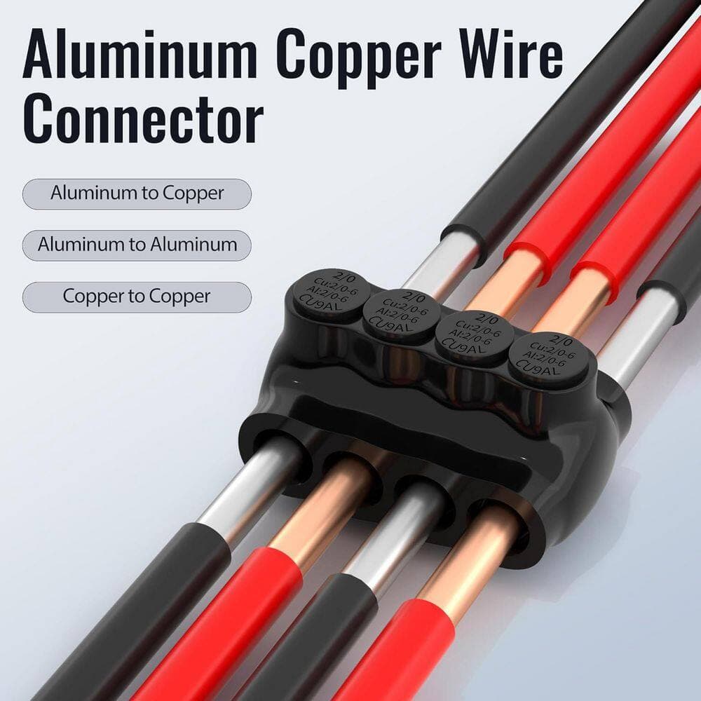 Ahfiwaso 2/0-6AWG Wire Range 4 Port Dual Entry Insulated Splice Multi Tap Connector with 3/16" Allen Hex 600-Volt Rating (6-Pack) (3)