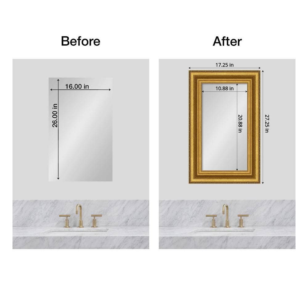 Amanti Art Mirror Makeover Parlor Gold 17.25 in. W x 27.25 in. H Bathroom Mirror Frame Border Kit-Fits a 16 x 26 Mirror (2)