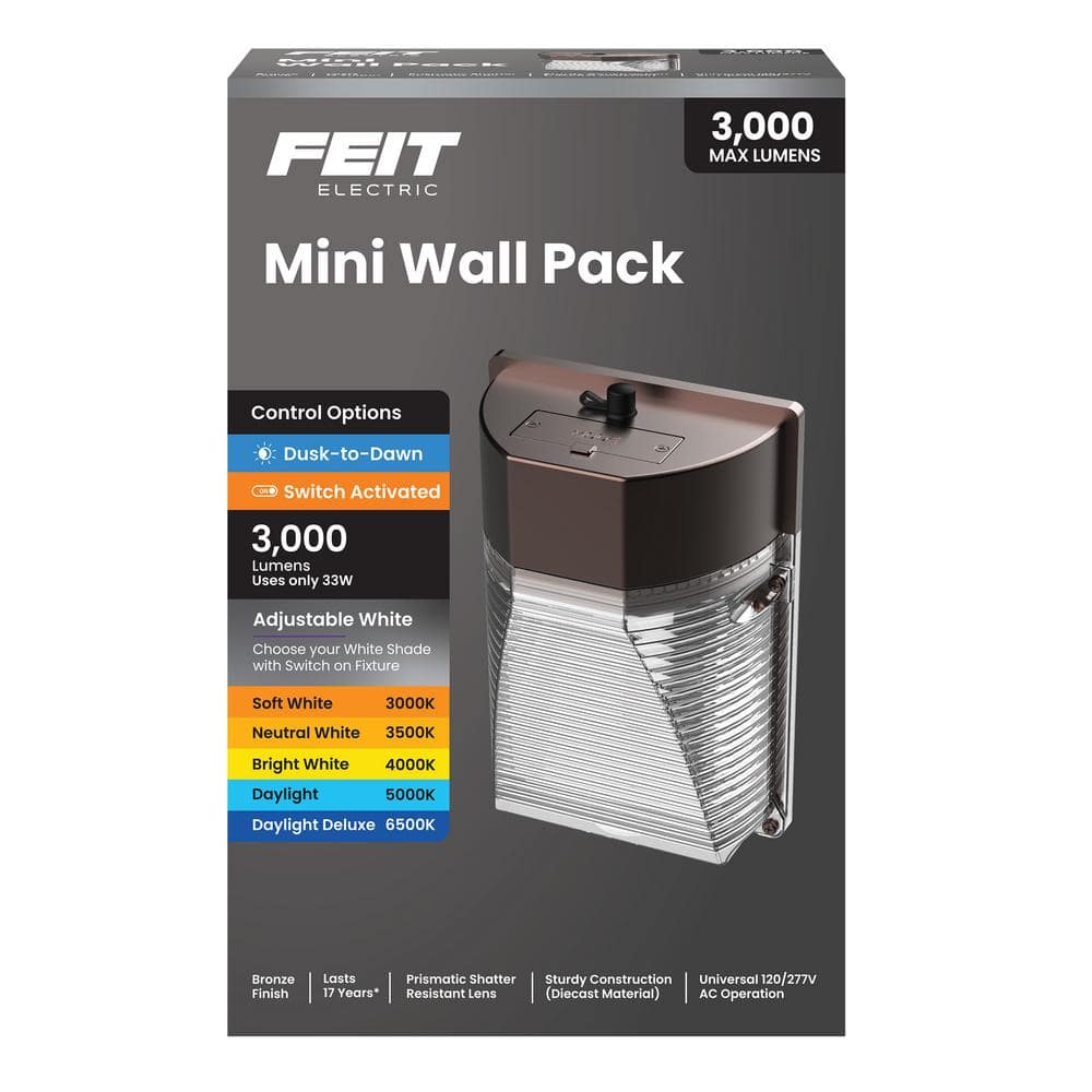 Feit Electric 3000 Lumen Integrated LED Selectable 5CCT Bronze Dusk to Dawn Mini Wall Pack Light (4)