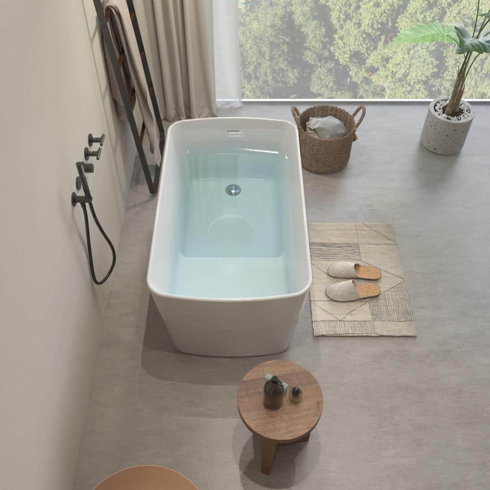 YSQCAR 49 in. x 28 in. Acrylic Alcove Soaking Bathtub with Right Drain in White, cUPC Certified (3)