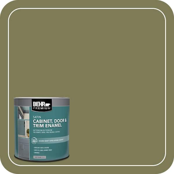 BEHR PREMIUM 1 qt. #S370-6 Seaweed Salad Satin Enamel Interior/Exterior Cabinet, Door & Trim Paint (2)