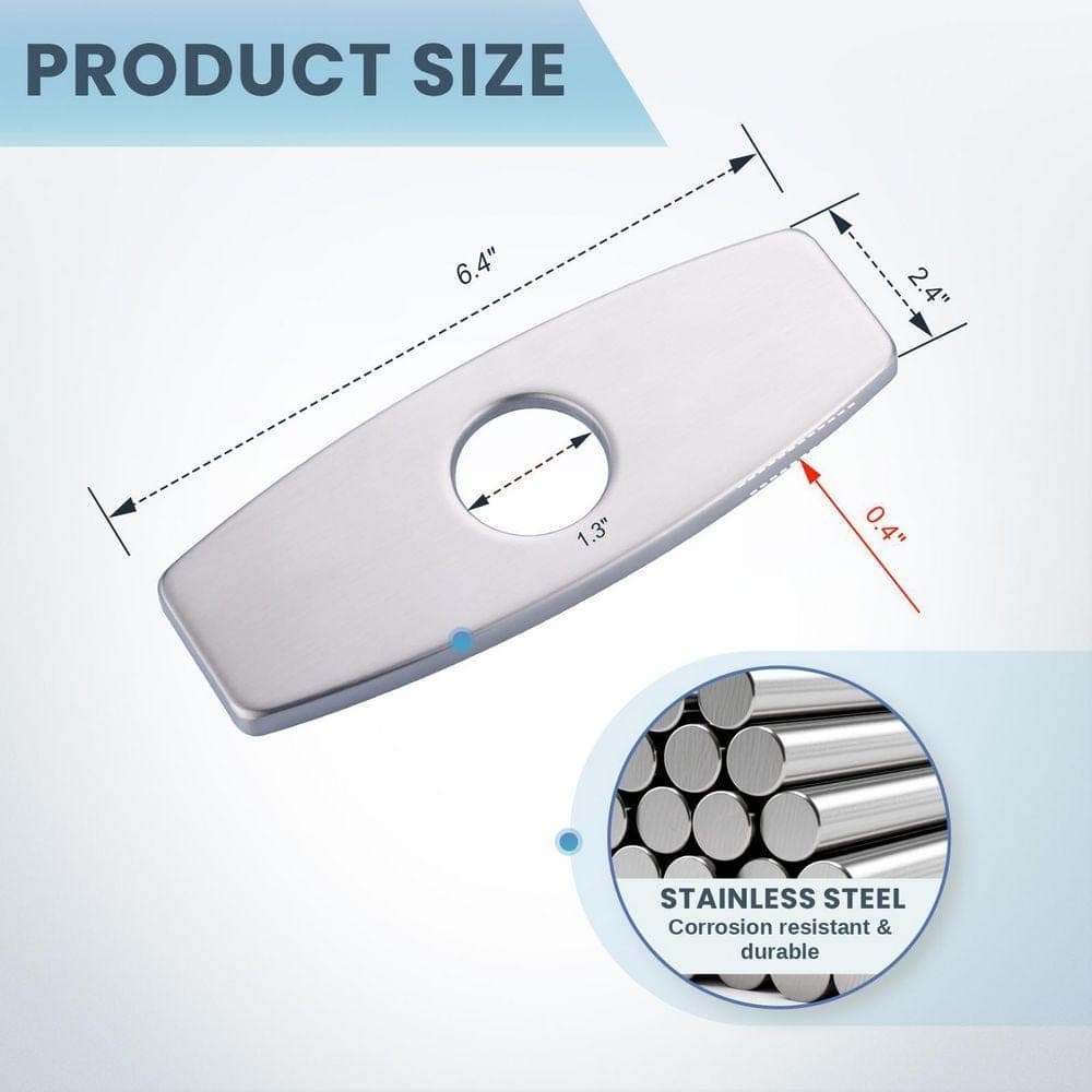 VEVETTA 6.4 in. x 2.4 in. x 0.3 in. Stainles Steel Bathroom Sink Faucet Hole Cover Deck Plate Escutcheon in Brushed Nickel (2)
