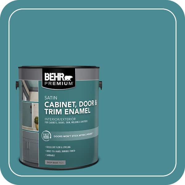 BEHR PREMIUM 1 gal. #PFC-49 Heritage Teal Satin Enamel Interior/Exterior Cabinet, Door & Trim Paint (2)