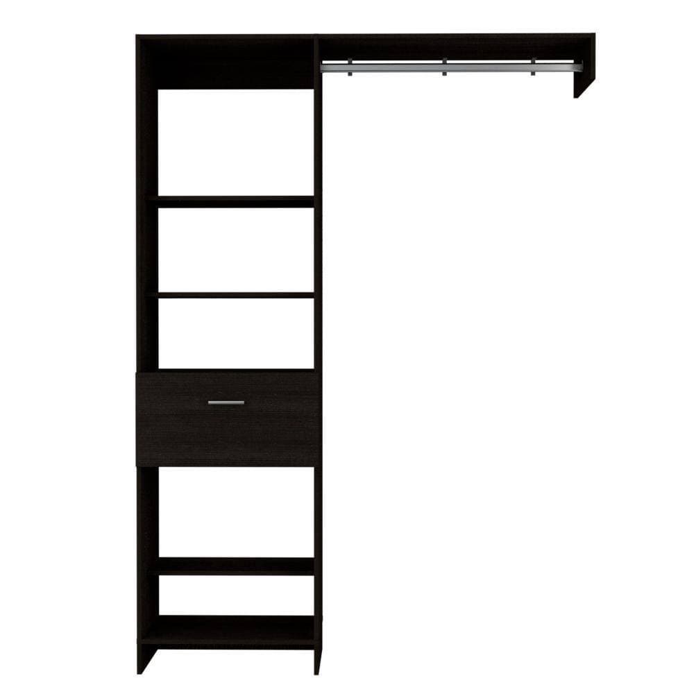 Tahanbath 16.30 in. W x 59.10 in. D x 82.90 in. H Black Particle Board Freestanding Linen Cabinet with 5 Open Shelves in Black (3)