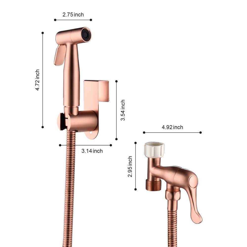 Miscool Ami Single-Handle Bidet Faucet with Sprayer Holder and Flexible Bidet Hose for Toilet in Rose Gold (3)
