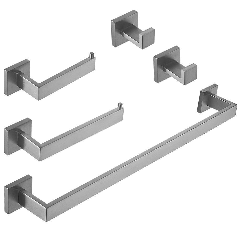 HMMHVV Bathroom Hardware Set with Towel Bar Set, Stainless Steel Square Wall PCS Bathroom Accessories Set