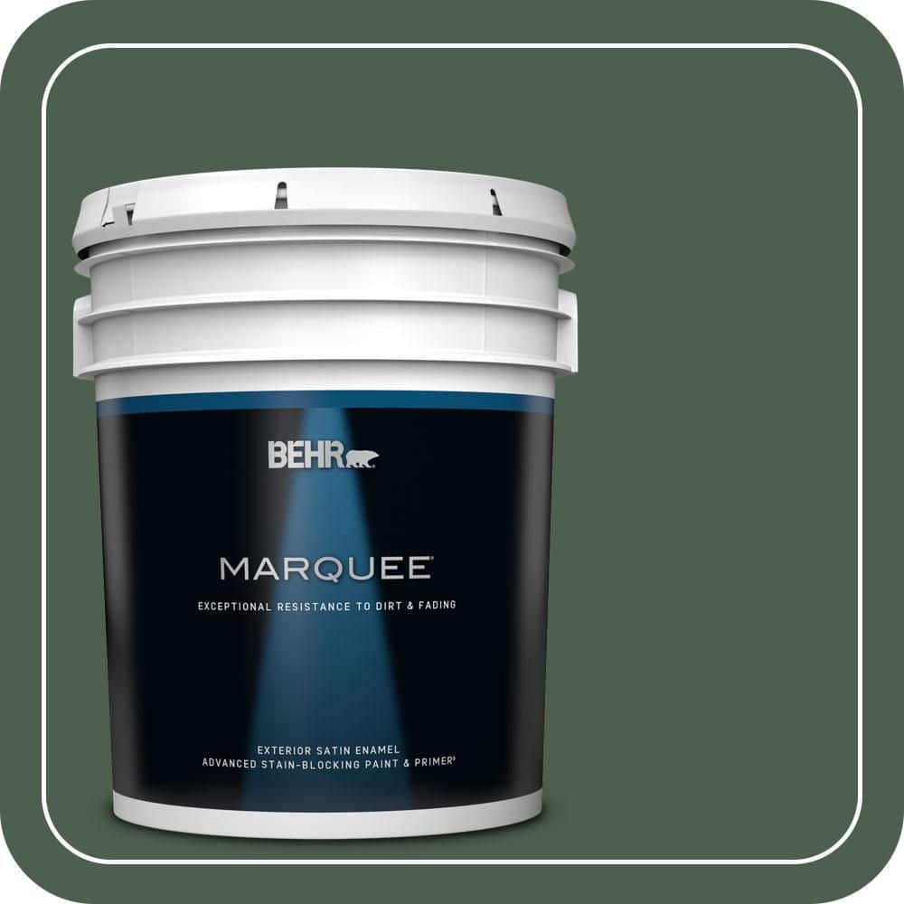 BEHR MARQUEE 5 gal. #N400-7 Vine Leaf Satin Enamel Exterior Paint & Primer (1)