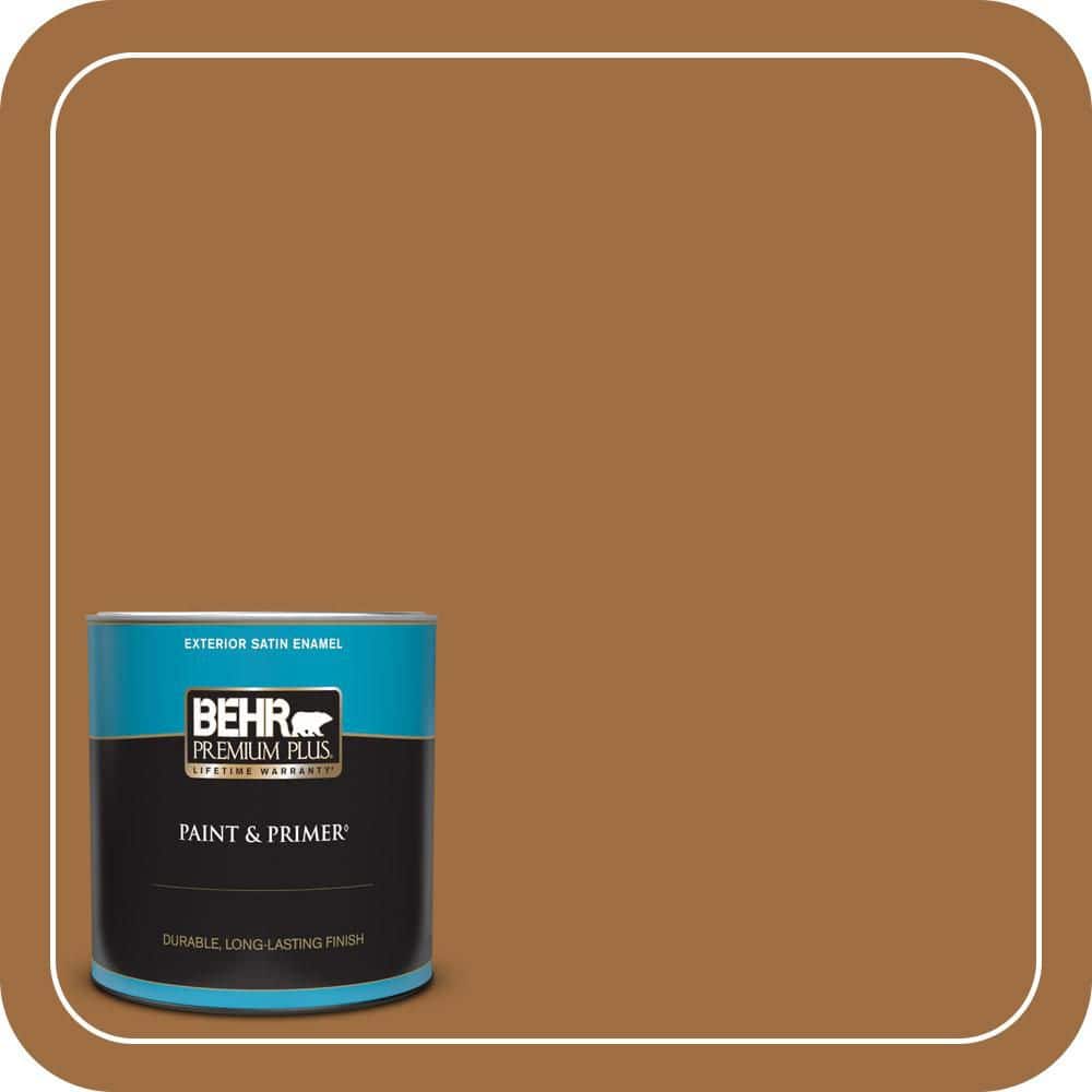 BEHR PREMIUM PLUS 1 qt. #S250-6 Desert Clay Satin Enamel Exterior Paint & Primer (1)