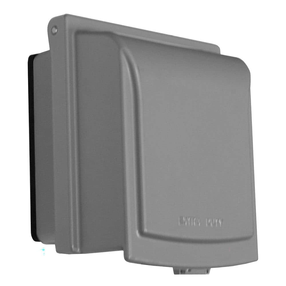 Commercial Electric 2-Gang Metal Weatherproof Electrical Outlet While In Use Cover, Gray (2)
