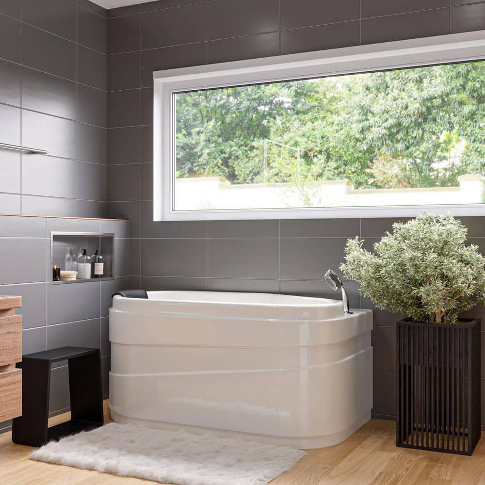 EAGO 57 in. Acrylic Flatbottom Whirlpool Bathtub in White