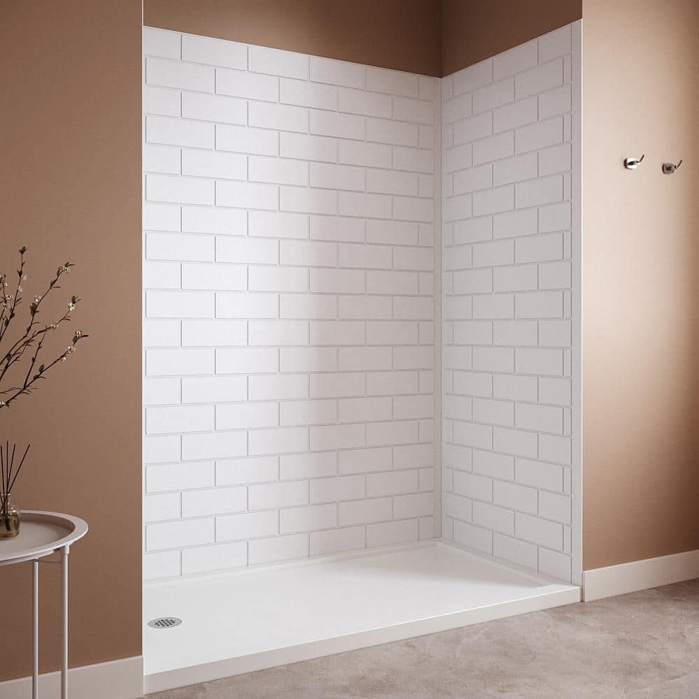 Streamline DSH-1820-205 36 in. L x 60 in. W x 76 in. H 3-Piece Glue-Up Alcove Shower Surround in White Tile Finish (3)