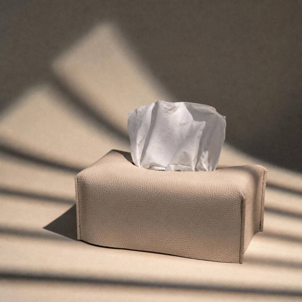 Unbranded Aesthetic Rectangle Tissue Box Cover for Medium Flat Boxes, Light Taupe, 9.5 in L x 4.9 in W x 3.6 in H (2)