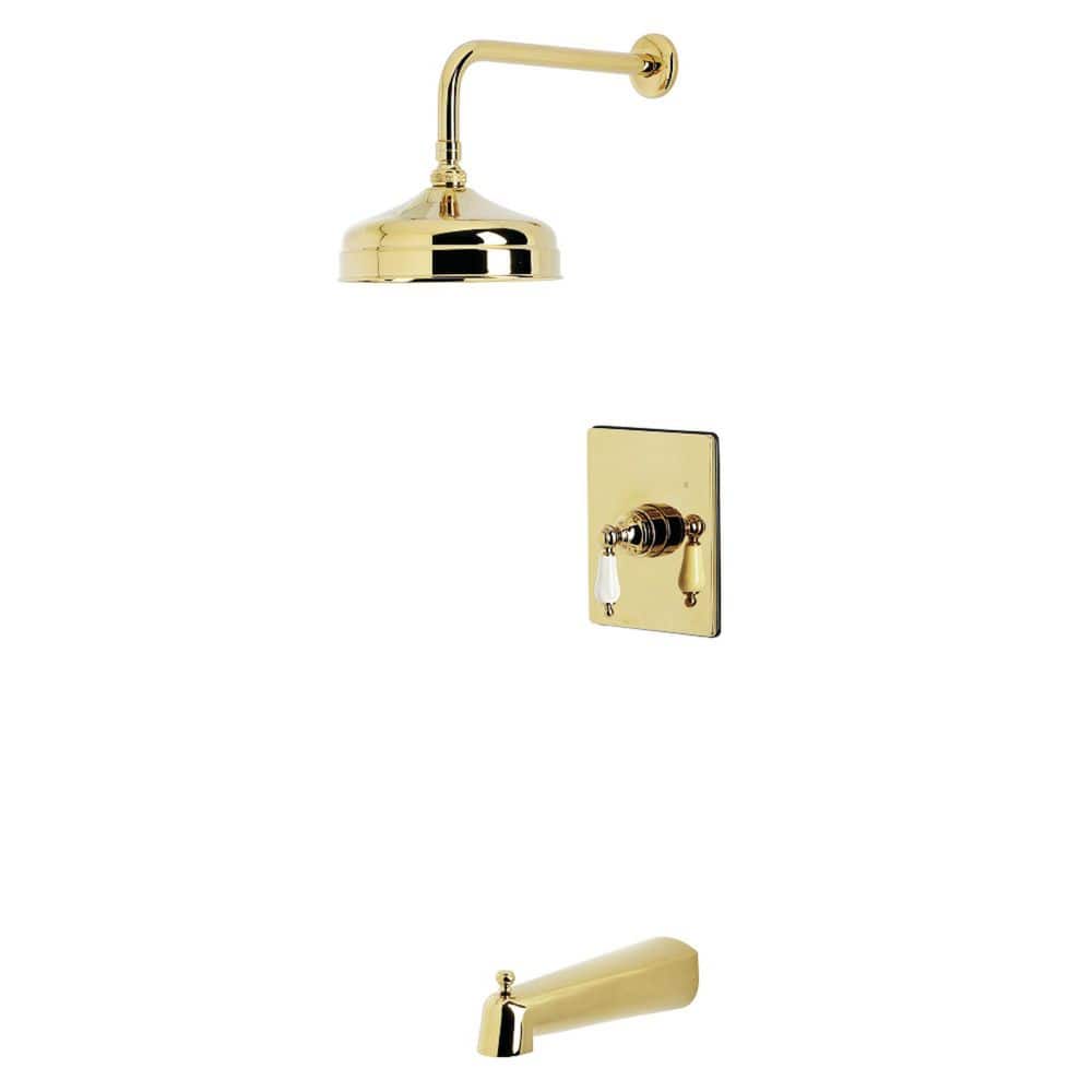 Kingston Brass Demure 1-Handle 1-Spray Tub and Shower Faucet 1.8 GPM in Polished Brass (1)