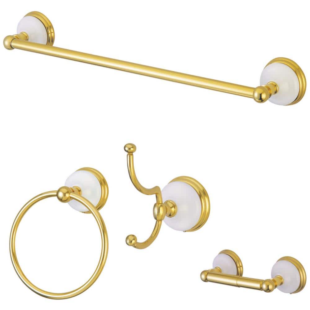 Kingston Brass Traditional 4-Piece Bath Hardware Set in Polished Brass (1)