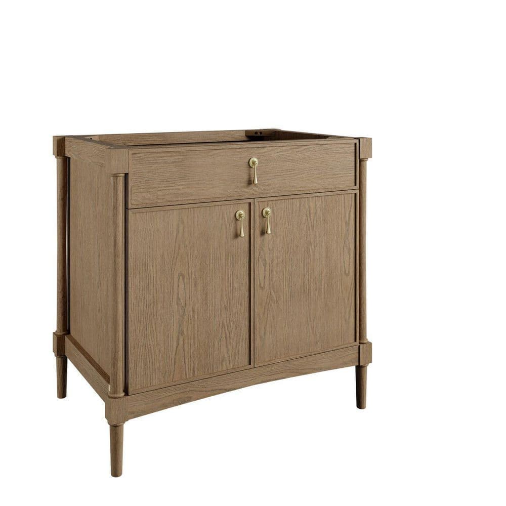 James Martin Vanities Kinnsden 35.3 in. W x 23.1 in. D x 34.8 in. H Single Bath Vanity Cabinet without Top in Weathered Oak (1)