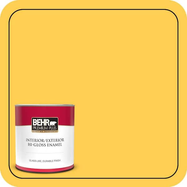 BEHR PREMIUM PLUS #330B-6 Lemon Sorbet Flat Interior/Exterior Paint & Primer Color Sample (2)