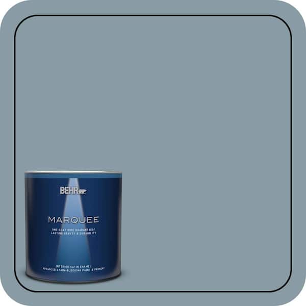 BEHR MARQUEE 1 qt. #MQ5-27 Rainy Season One-Coat Hide Satin Enamel Interior Paint & Primer (2)