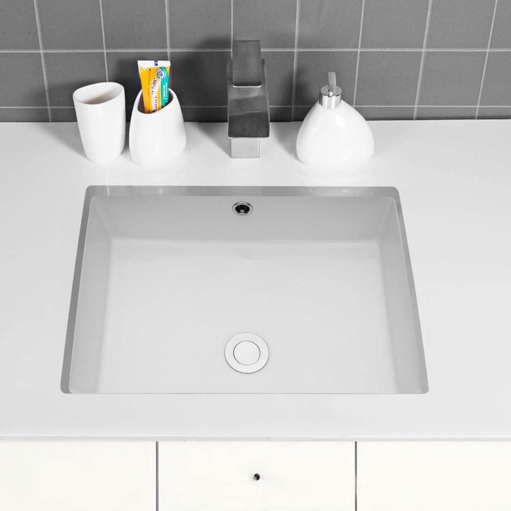Flynama 22 in. Rectangular Undermount White Ceramic Bathroom Sink with Overflow (2)