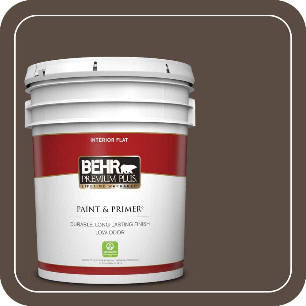 BEHR PREMIUM PLUS 5 gal. #MQ2-39 Rare Wood Flat Low Odor Interior Paint & Primer