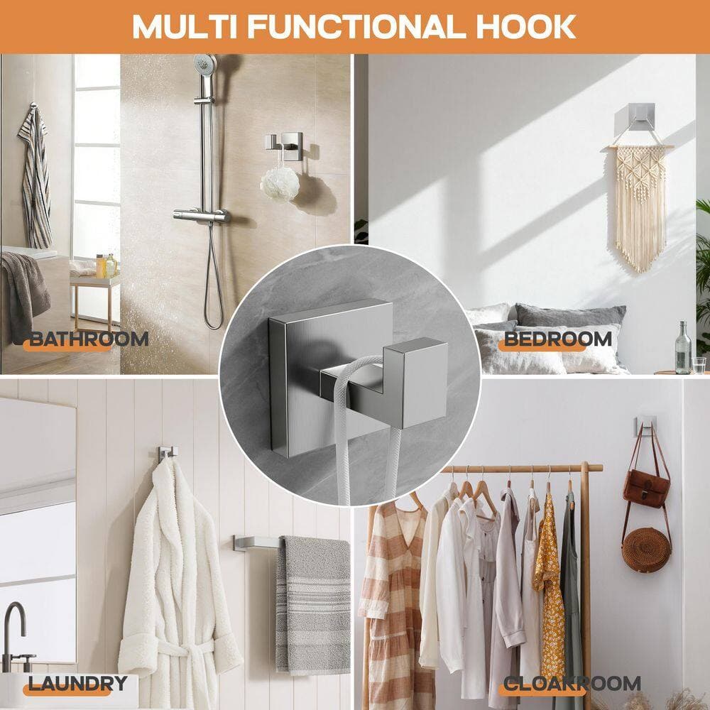 Peorsily Bath Hardware Set with Towel Bar Hand Towel Holder Toilet Paper Holder Towel Hook Modern (4)