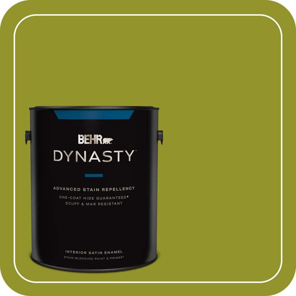 BEHR DYNASTY 1 gal. #P350-7 Lazy Lizard Satin Enamel Interior Stain-Blocking Paint and Primer