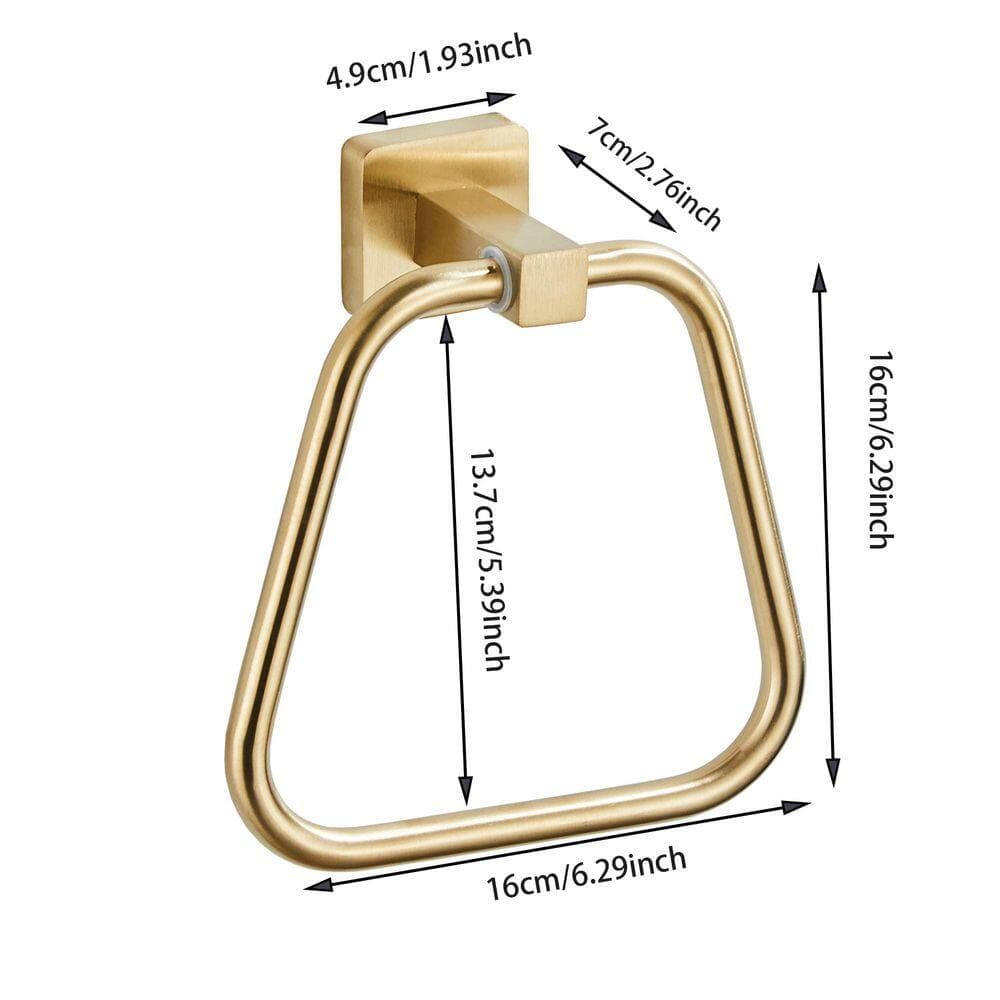 Wudkey 2 Pack Wall Mounted Bathroom Towel Holder, Stainless Steel Bath Towel Hanger, Rustproof Round Towel Ring in Brushed Gold (2)