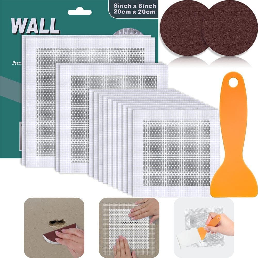 Laybus Two 10 in. Patches, Two 8 in. Patches and Ten 4 in. Patches with Extended Self-Adhesive Mesh Drywall Patch (14-Pack)