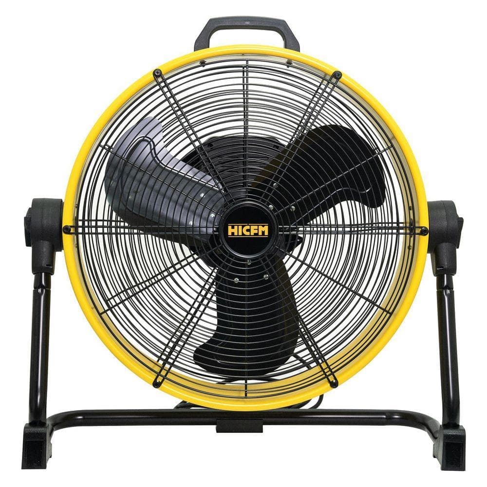 Stbine 20 in. Direct Drive Drum Fan, 6100 CFM High-Velocity Air Circulator with 180° Pivoting Head in Yellow (1)
