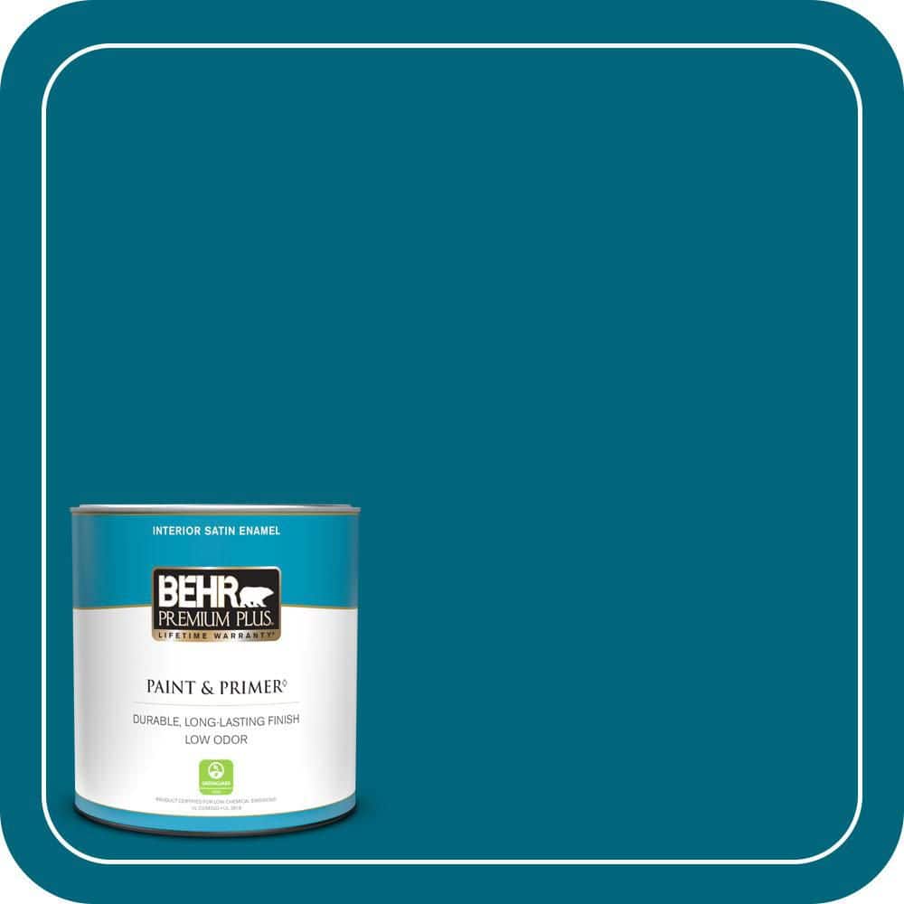 BEHR PREMIUM PLUS 1 qt. #P480-7 Striking Satin Enamel Low Odor Interior Paint & Primer (1)
