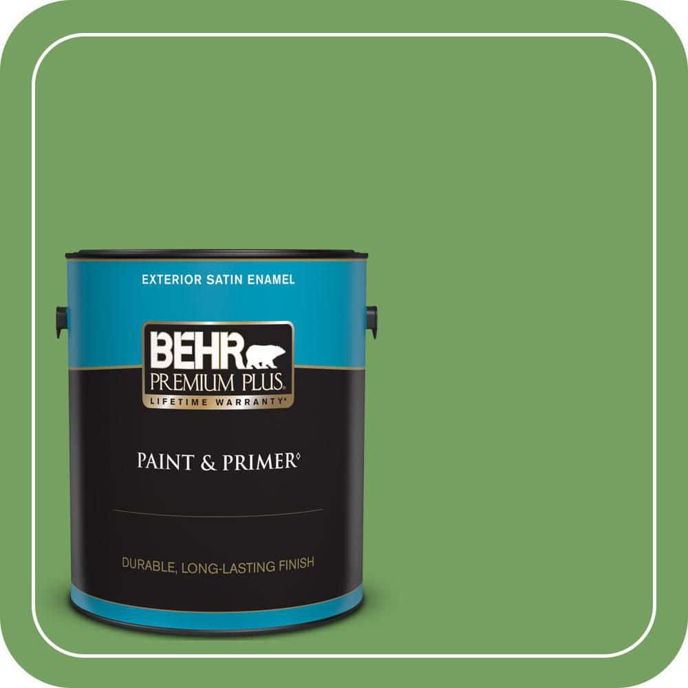 BEHR PREMIUM PLUS 1 gal. #MQ4-47 Parakeet Satin Enamel Exterior Paint & Primer