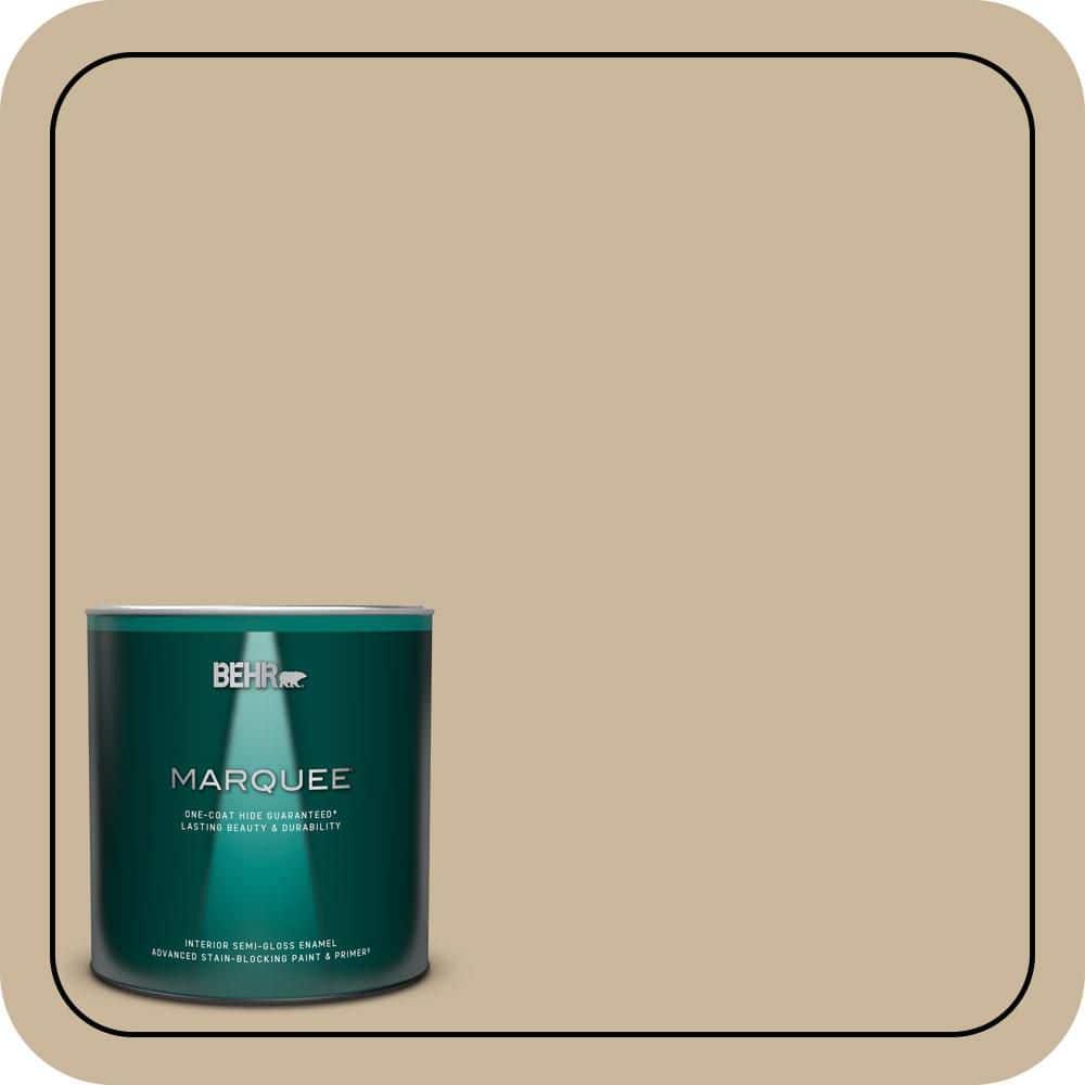 BEHR MARQUEE 1 qt. #MQ2-21 Elemental Tan One-Coat Hide Semi-Gloss Enamel Interior Paint & Primer