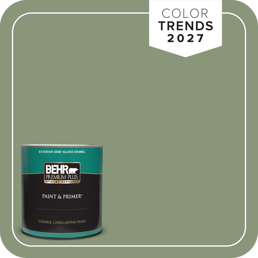 BEHR PREMIUM PLUS 1 qt. #S390-5 Laurel Tree Semi-Gloss Enamel Exterior Paint & Primer
