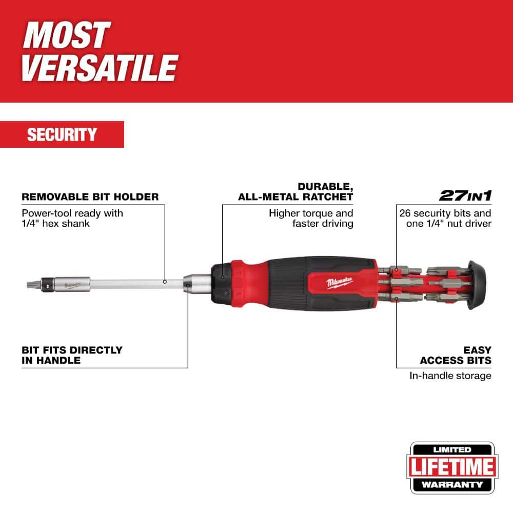 Milwaukee 27 in. 1-Ratcheting Security Multi-Bit Screwdriver (2)