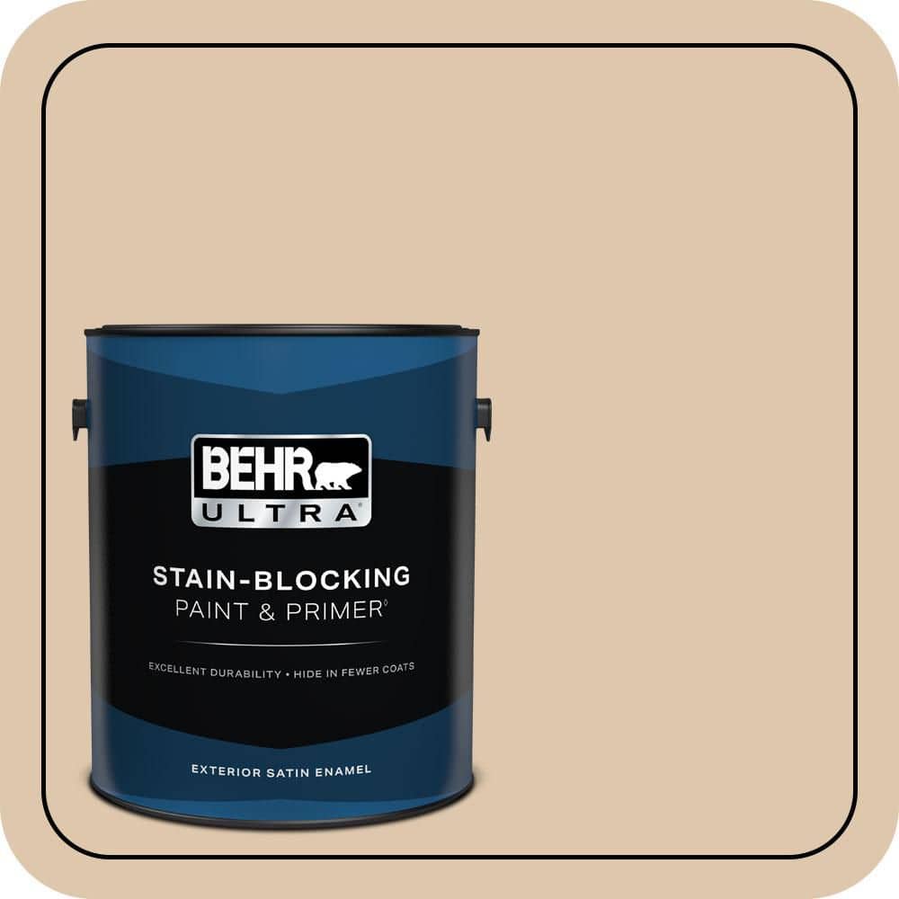 BEHR ULTRA 1 gal. #N260-2 Almond Latte Satin Enamel Exterior Paint & Primer