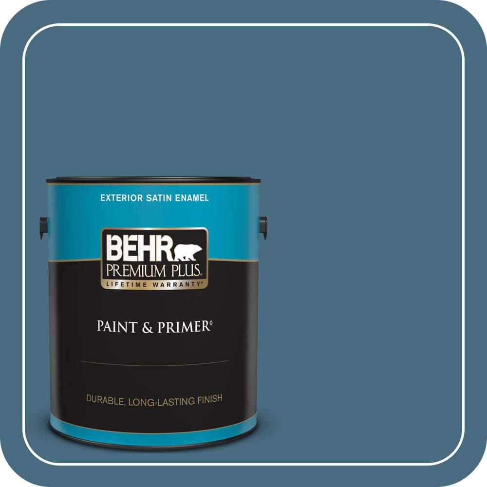 BEHR PREMIUM PLUS 1 gal. #550F-6 Regatta Bay Satin Enamel Exterior Paint & Primer