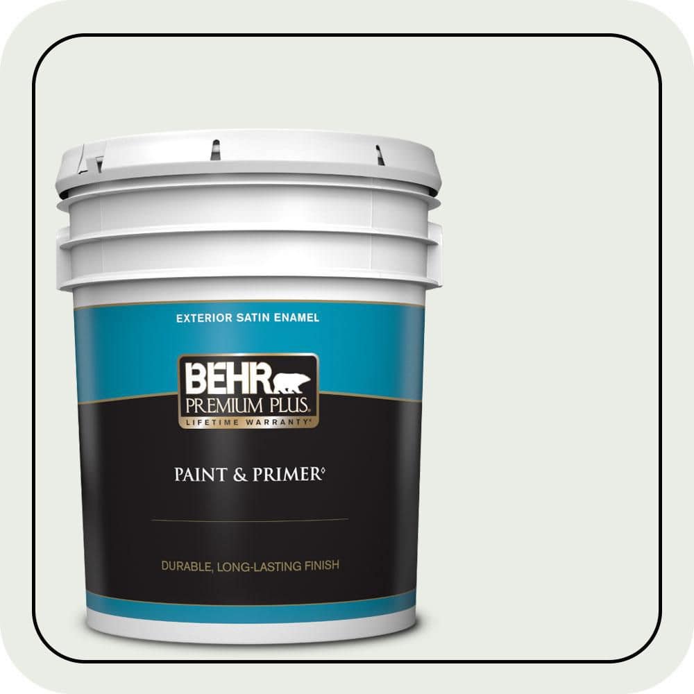 BEHR PREMIUM PLUS 5 gal. #N410-1 Silence Satin Enamel Exterior Paint & Primer