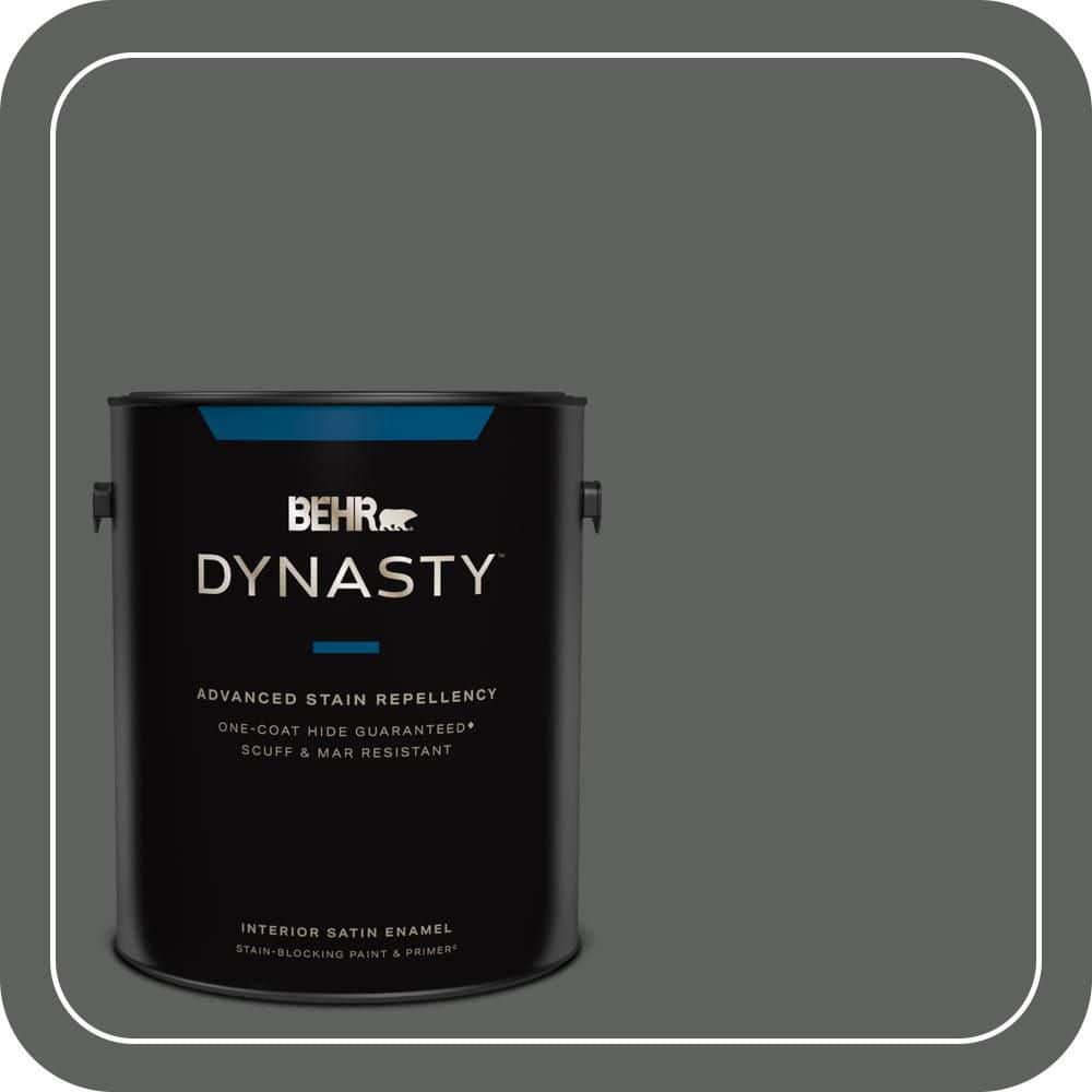 BEHR DYNASTY 1 gal. #N460-6 Hematite Satin Enamel Interior Stain-Blocking Paint & Primer