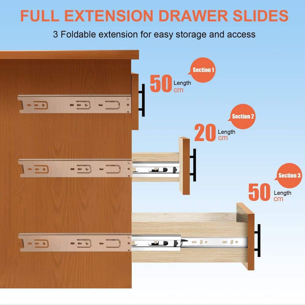LAIFUCAM 10 in. Silver Steel Side Mount Full Extension Ball Bearing Heavy Duty Drawer Slides 4 Pairs (8-Piece) (2)