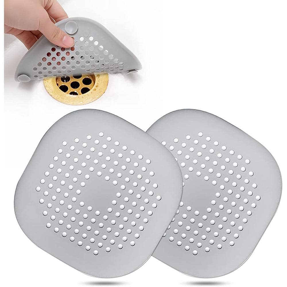 Dyiom Square drain cover for shower, silicone hair plug with suction cup, suitable for 2-piece sets in bathrooms, bathtubs (1)