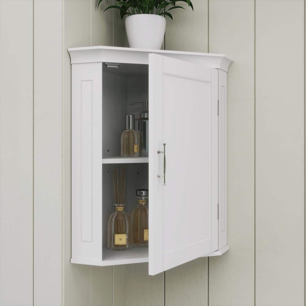 RiverRidge Home Somerset 20.5 in. W x 14.5 in. D x 23.88 in. H Bathroom Storage Wall Cabinet Cabinet Corner Organizer in White