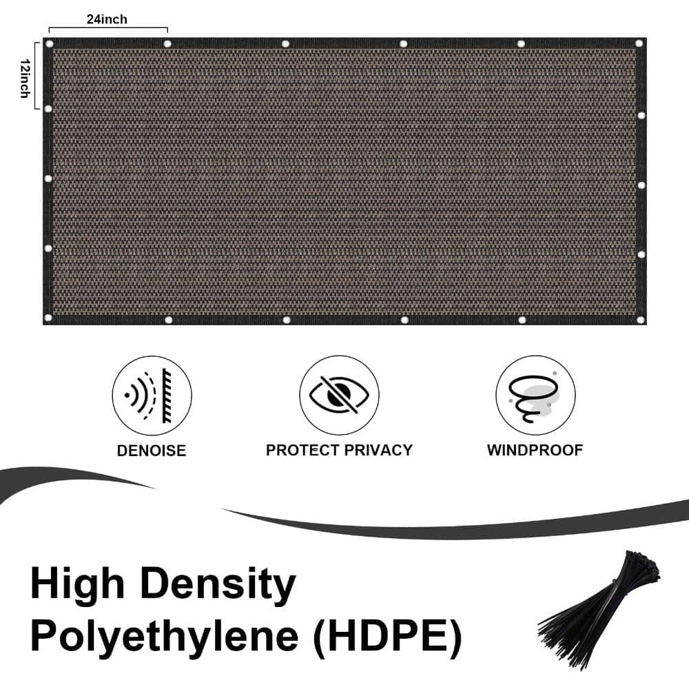 Unbranded 5 ft. x 10 ft. Fence Privacy Screen, Brown HDPE Mesh Wind Block Cover with Grommets for Patio Garden Backyard (2)