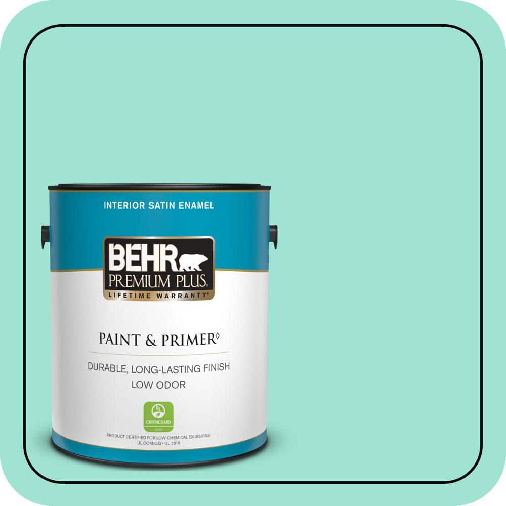 BEHR PREMIUM PLUS 1 gal. #P430-2 Aqua Wish Satin Enamel Low Odor Interior Paint & Primer